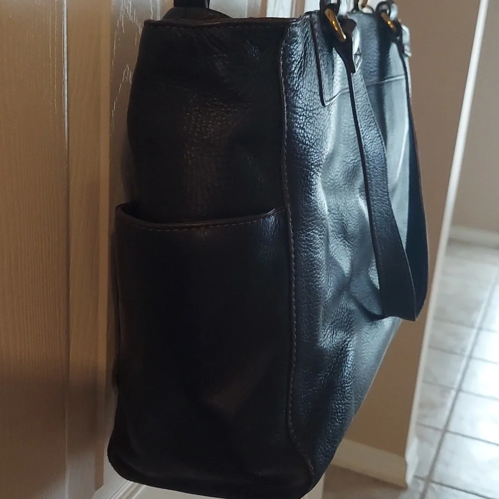 Y2K FOSSIL PEBBLE LEATHER MESSENGER EXECUTIVE BAG BLACK ISSUE NO. 1954 - EUC!